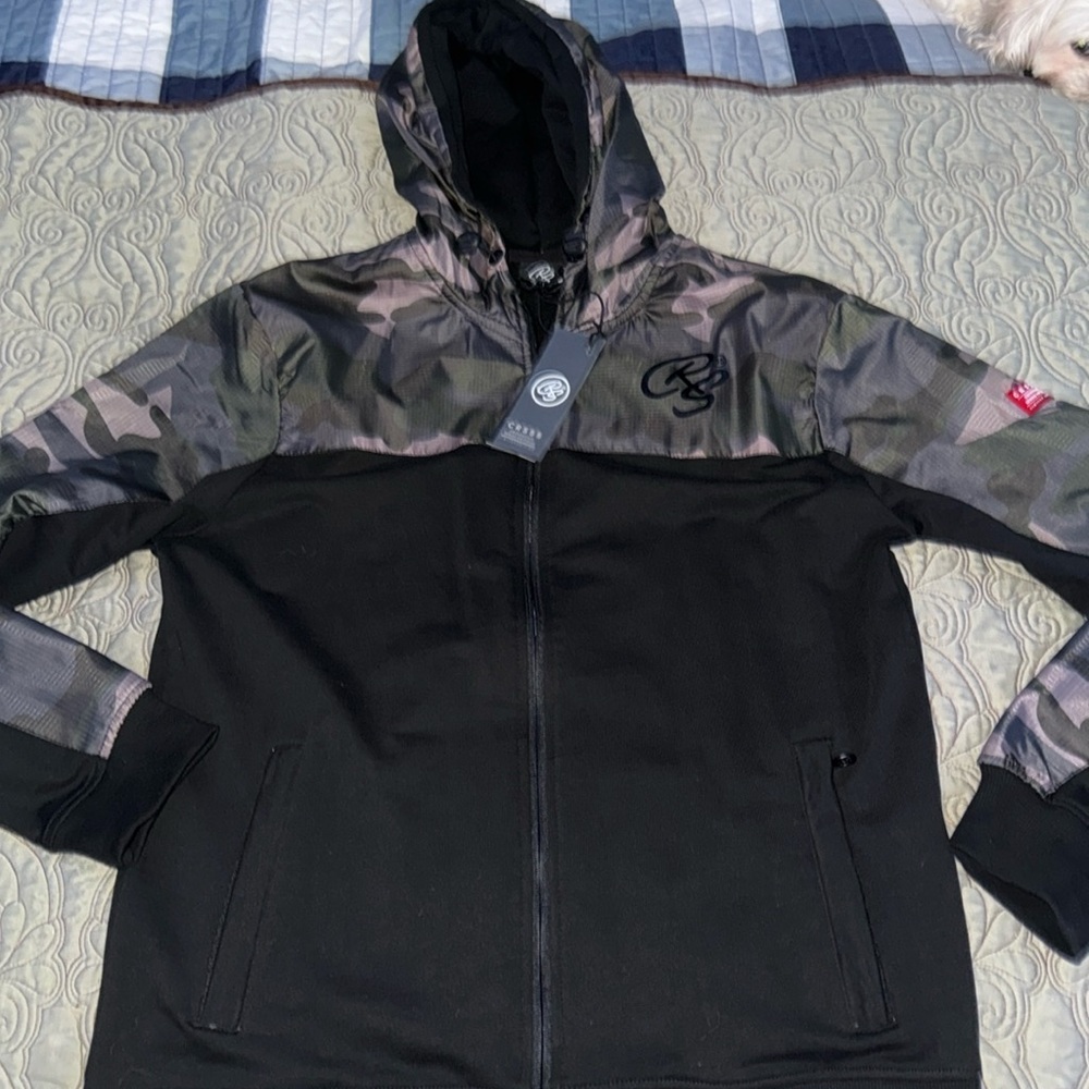 mens crosshatch series 55 camo hoodie jacket sz xl